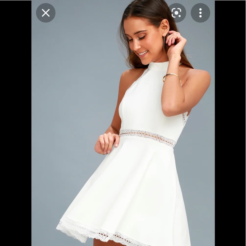 BNWT Lulus Off White Reach Out Your Hand sleeveless halter style a-line dress